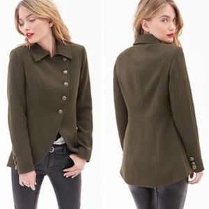 5-Button Contemporary Army Green Coat